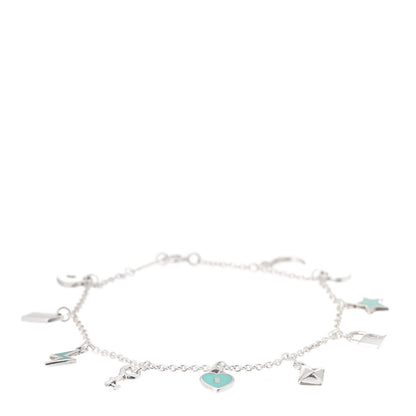 Tiffany Sterling Silver Enamel Love Notes Charm Bracelet Blue 1 of 5