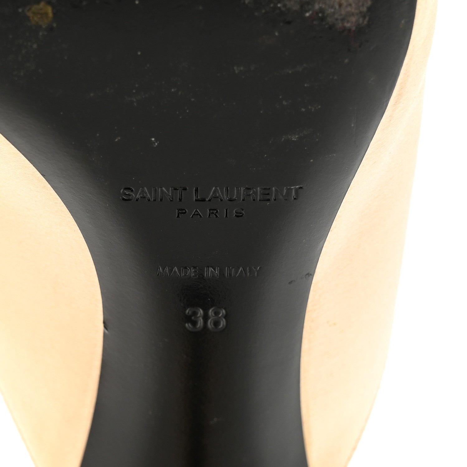 Saint Laurent Crepe Satin Feathered Mule Sandals 38 Beige 8 of 12