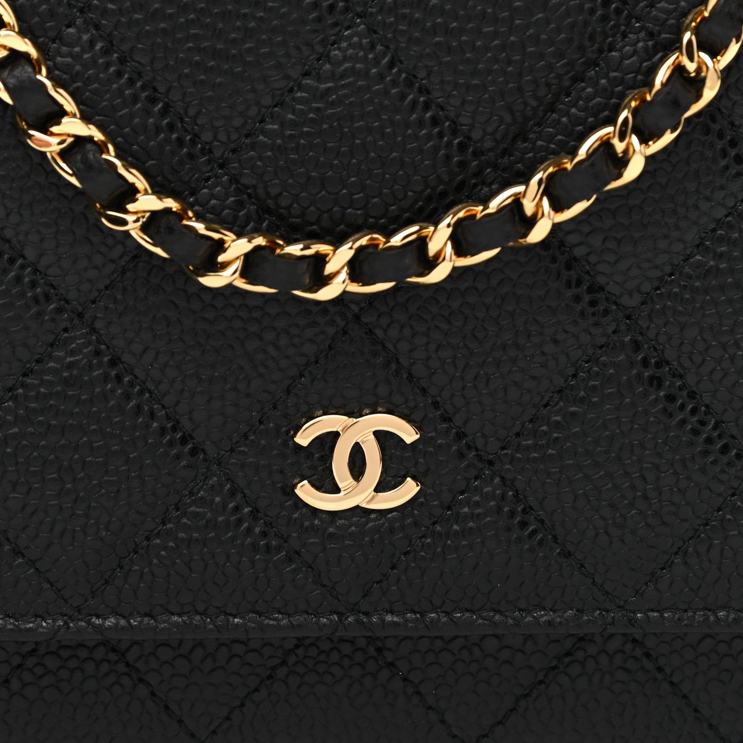 Caviar Quilted Wallet On Chain WOC Black