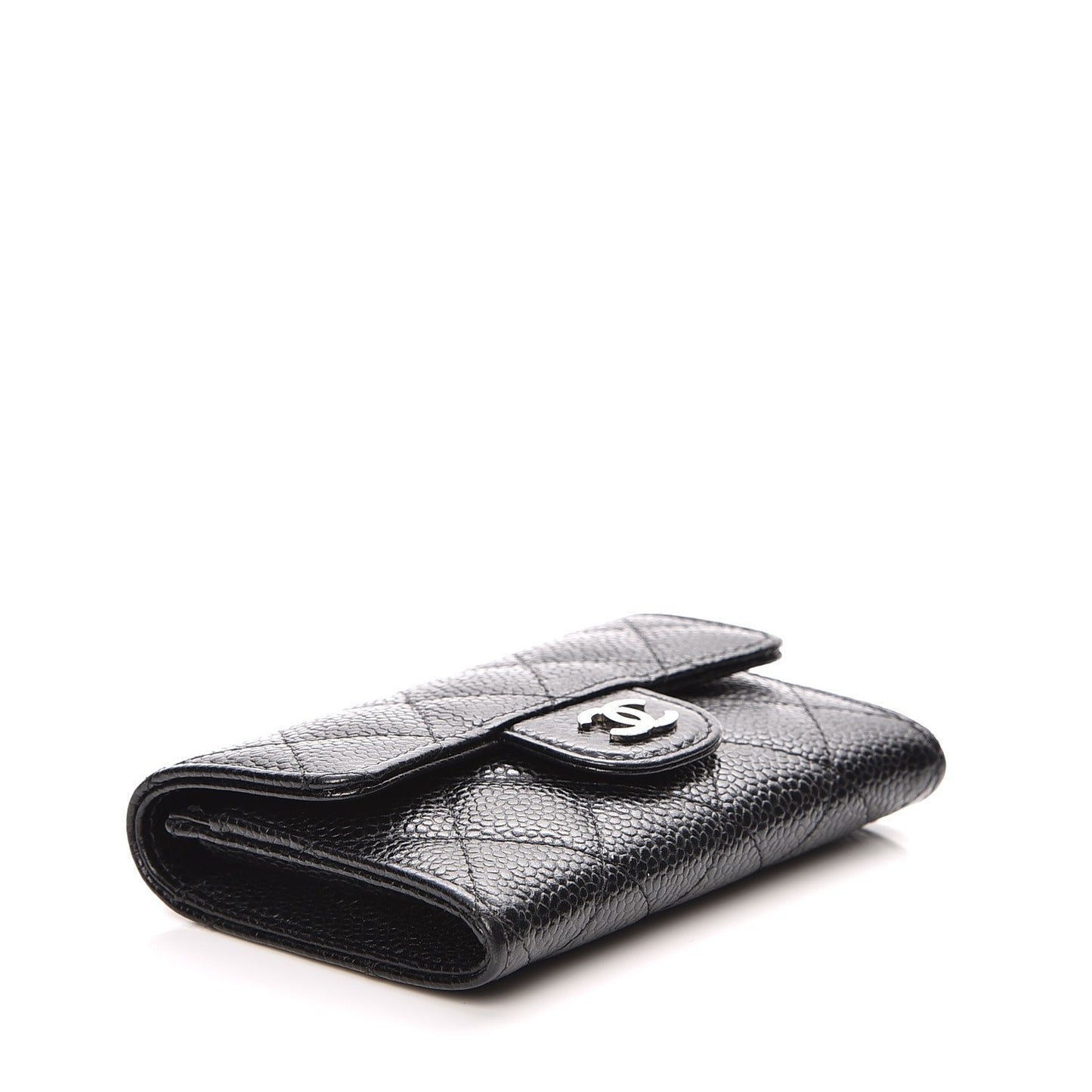 Caviar Quilted Flap Card Holder Black