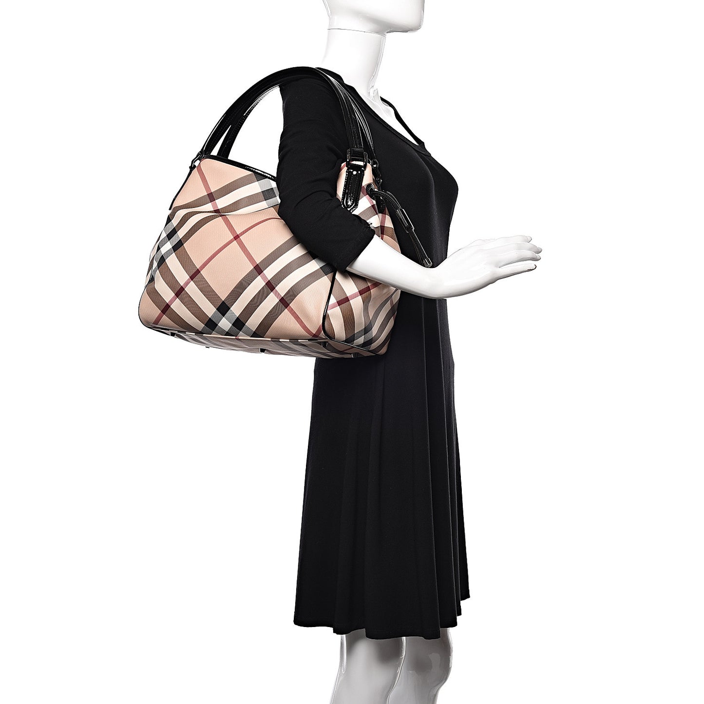 Patent Nova Check Small Bilmore Tote Black
