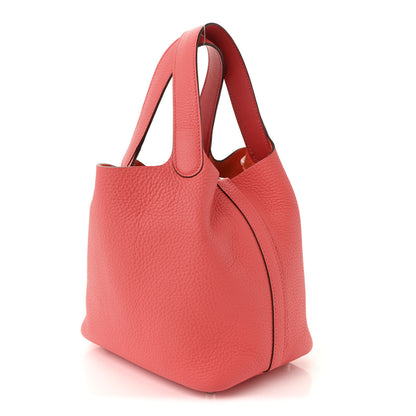 Hermes Taurillon Clemence Swift Eclat Picotin Lock 18 PM Rose Texas Rouge Casaque 3 of 9