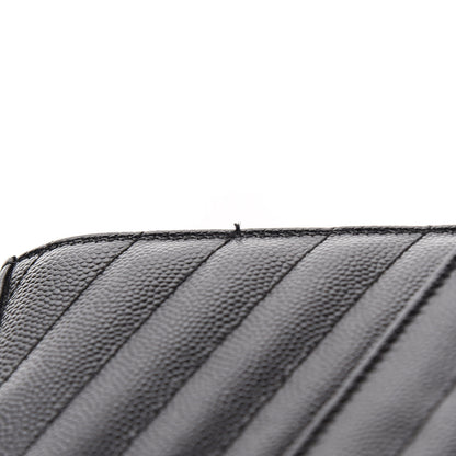 Saint Laurent Grain De Poudre Matelasse Chevron Monogram Chain Wallet Black 10 of 10