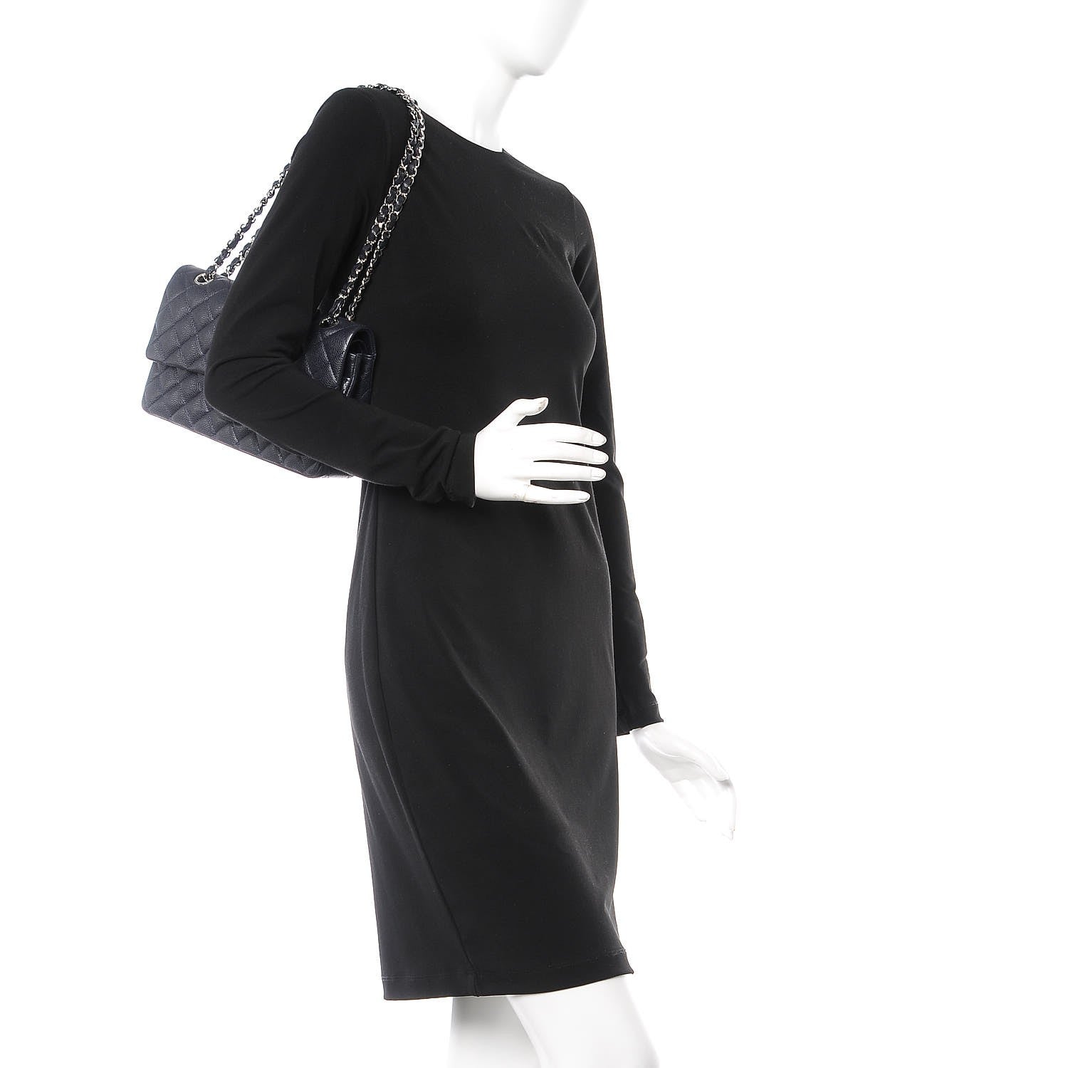 Chanel Caviar Quilted Medium Double Flap Navy 2 of 10