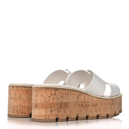 Hermes Calfskin Cork Eze 30 Sandals 38 White 4 of 10