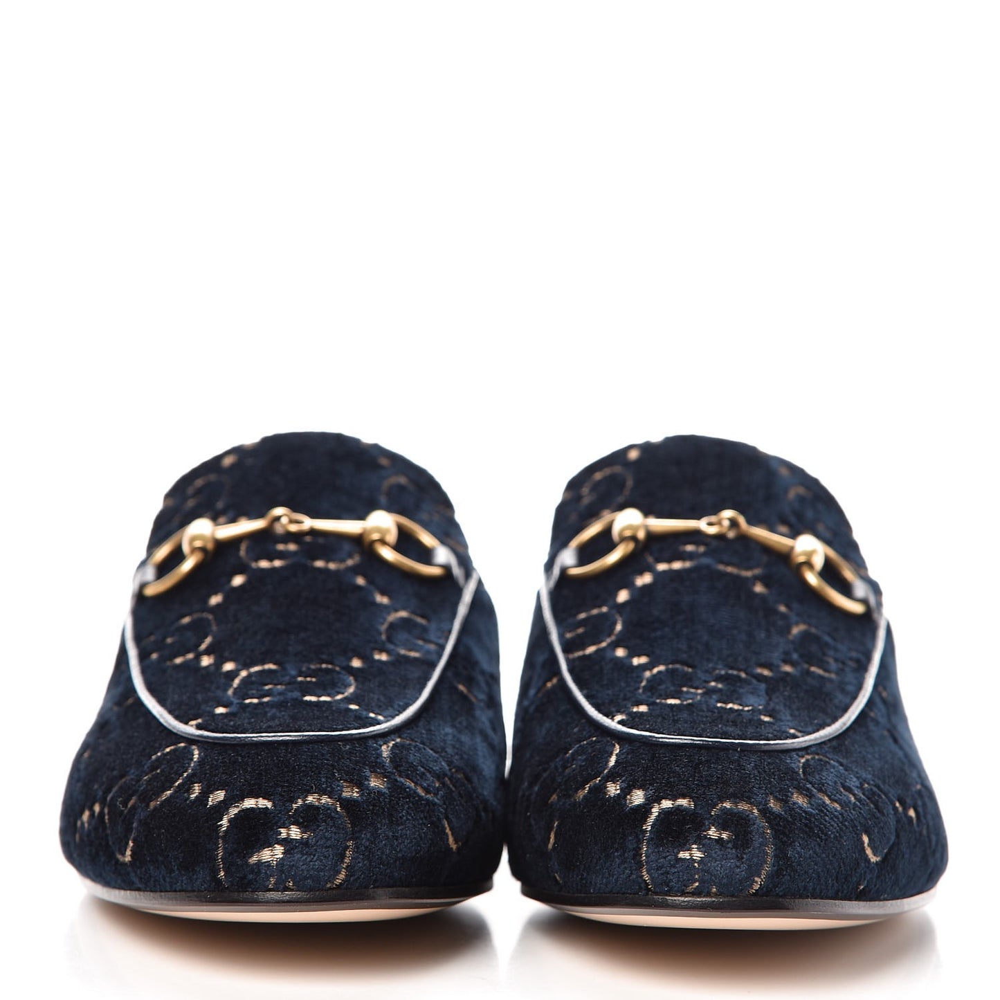 Velvet GG Monogram Womens Princetown Slippers 36 Blue Beige