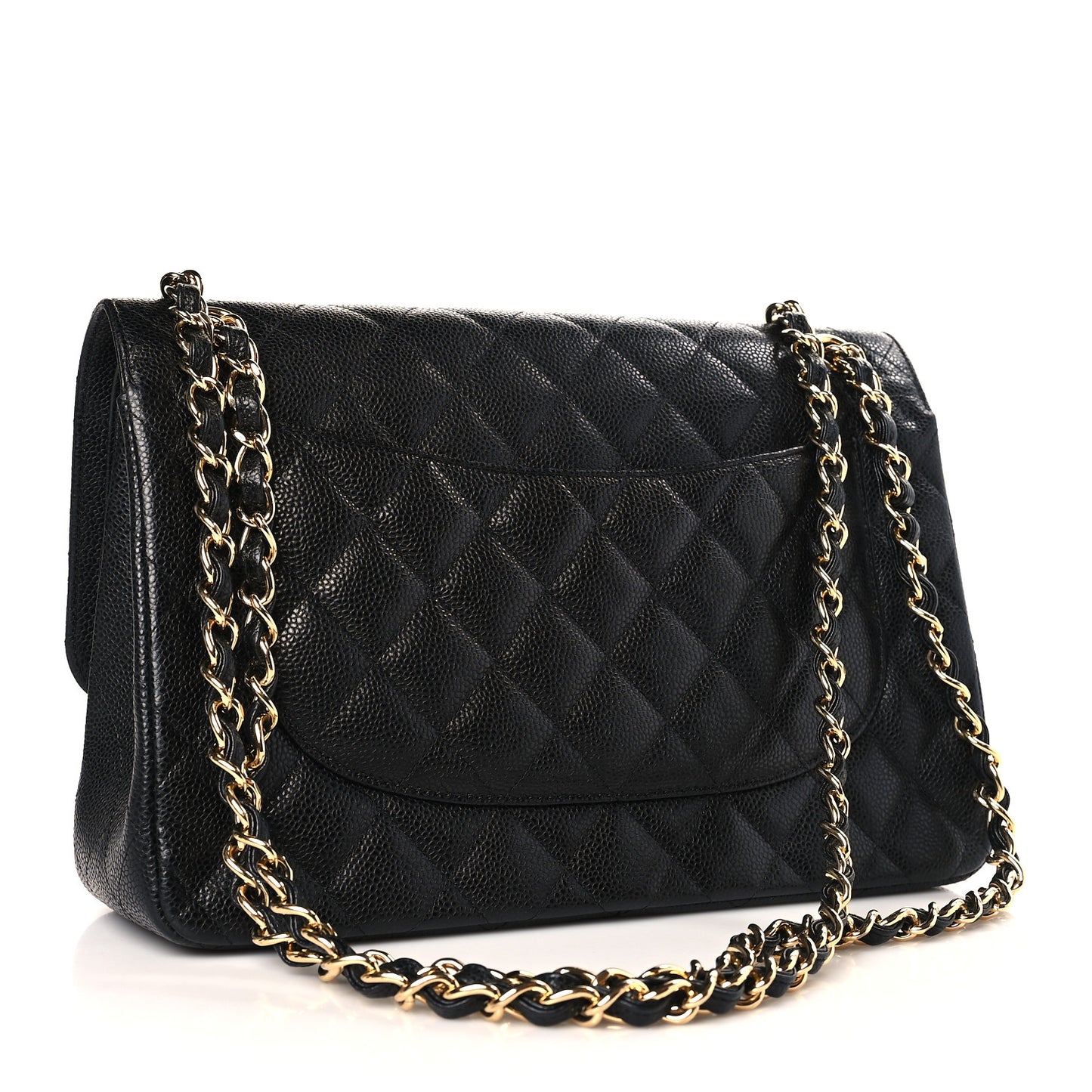 Caviar Quilted Jumbo Double Flap Black