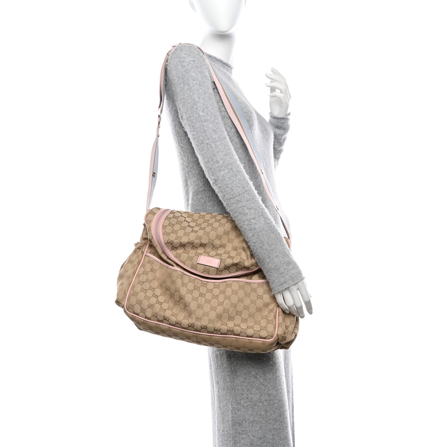 Monogram Web Diaper Bag Pink