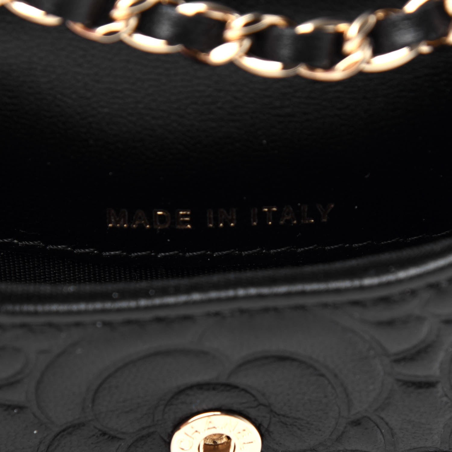 Chanel Lambskin Camellia Embossed Chain Belt Bag Black 7 of 8