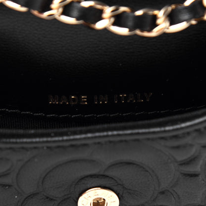 Chanel Lambskin Camellia Embossed Chain Belt Bag Black 7 of 8