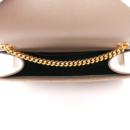 Saint Laurent Grain De Poudre Textured Mixed Matelasse Triquilt Small Monogram Satchel Dark Beige 5 of 13