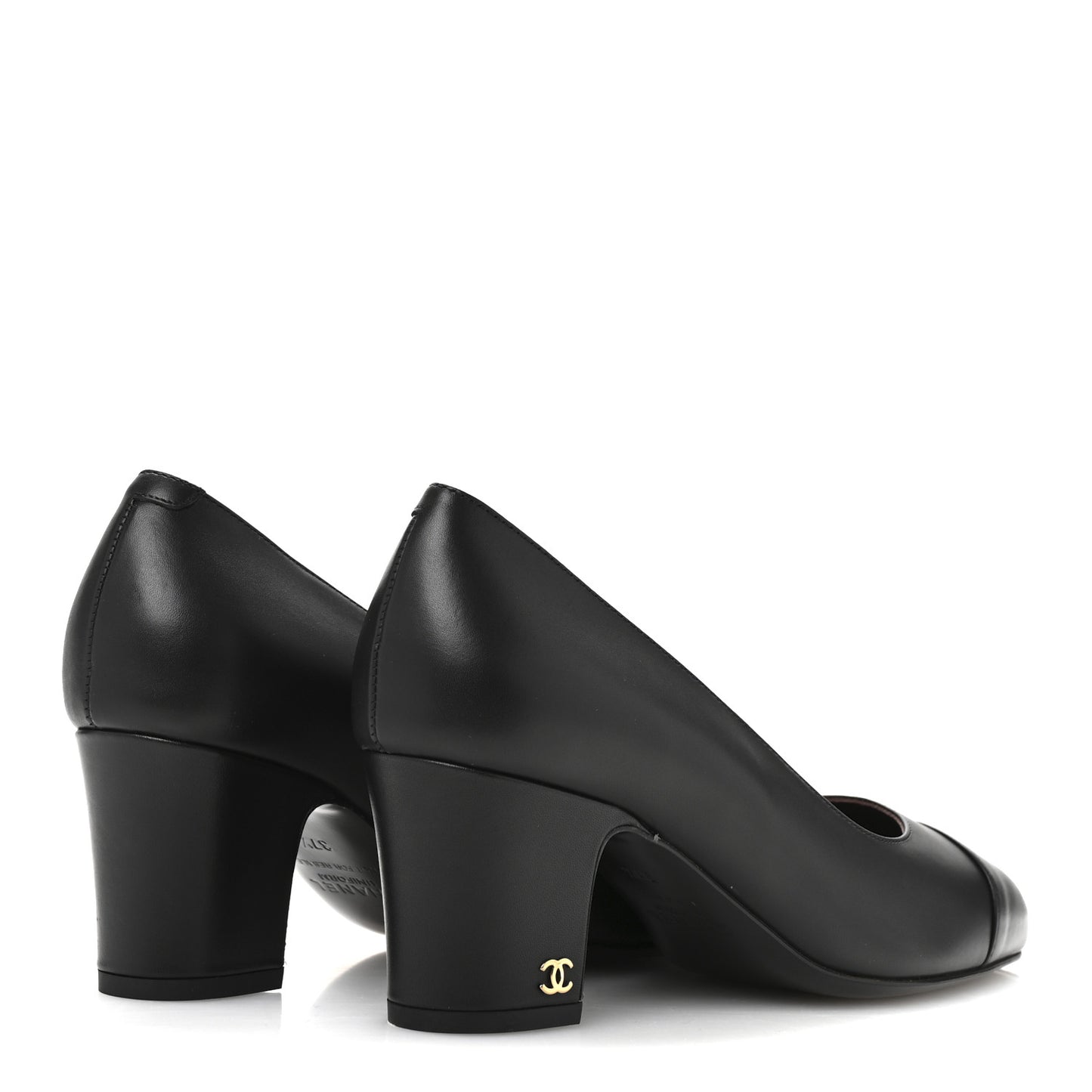 Lambskin Cap Toe CC Uniform Pumps 37.5 Black
