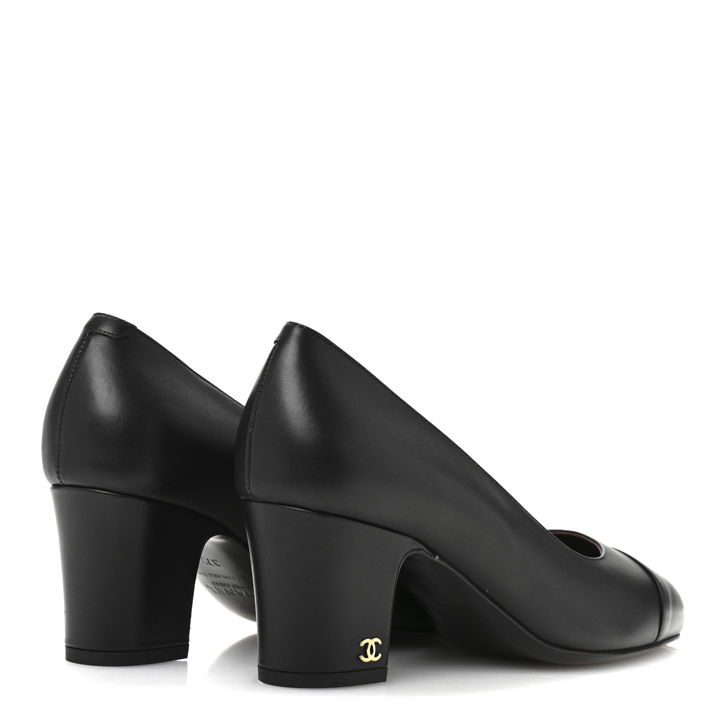 Chanel Lambskin Cap Toe CC Uniform Pumps 37.5 Black 5 of 10