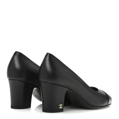 Chanel Lambskin Cap Toe CC Uniform Pumps 37.5 Black 5 of 10