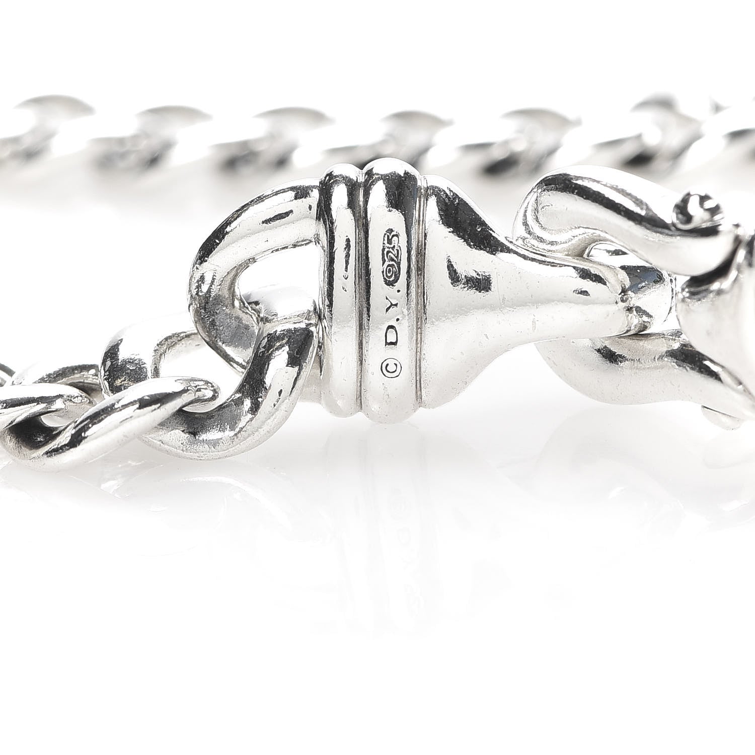 David Yurman Sterling Silver Diamond Buckle Chain Necklace 6 of 7