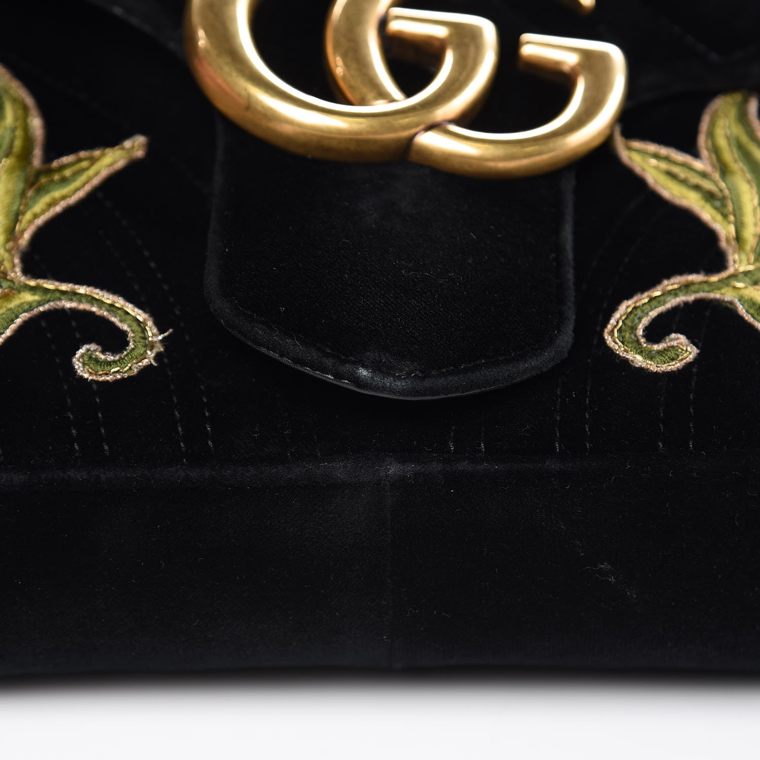 Gucci Velvet Matelasse Loved Embroidered Medium GG Marmont Shoulder Bag Black 15 of 15