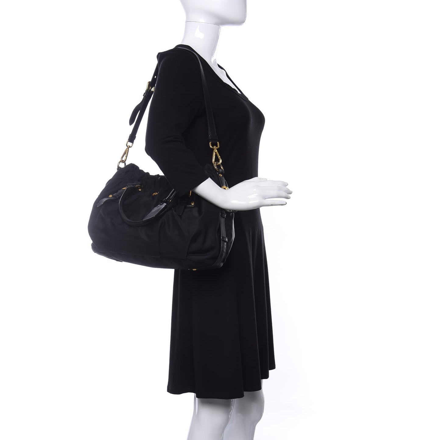 Tessuto Nylon Jacquard Logo Tote Black