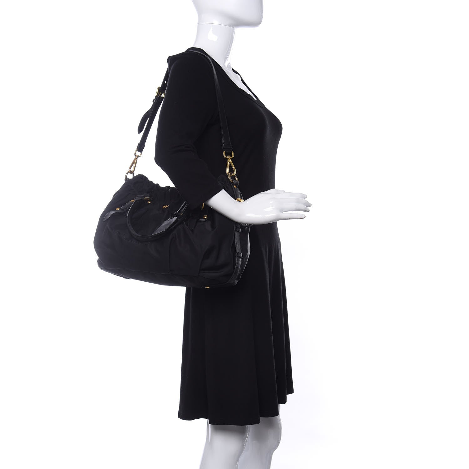 Prada Tessuto Nylon Jacquard Logo Tote Black 2 of 9