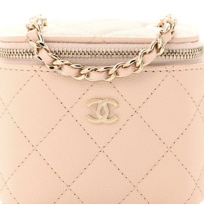 Chanel Caviar Quilted Mini Vanity Case With Chain Light Beige 8 of 11