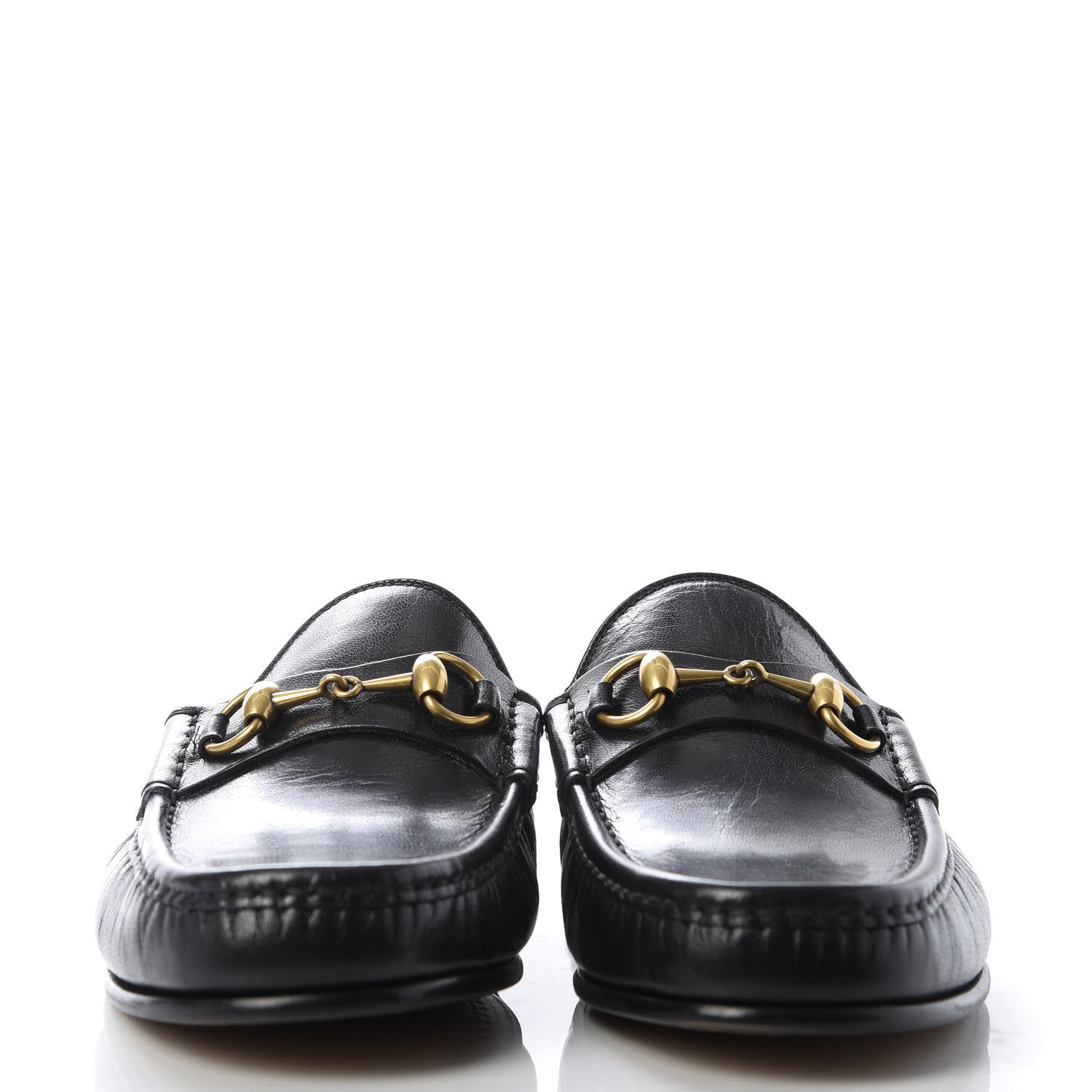 Gucci Goatskin Mens Horsebit Slippers 8 Black 2 of 10