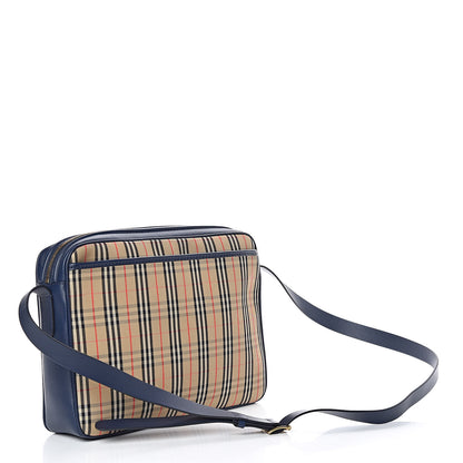 Burberry Smooth Calfskin 1983 Knight Check Link Large Camera Bag Ink Blue 3 of 8