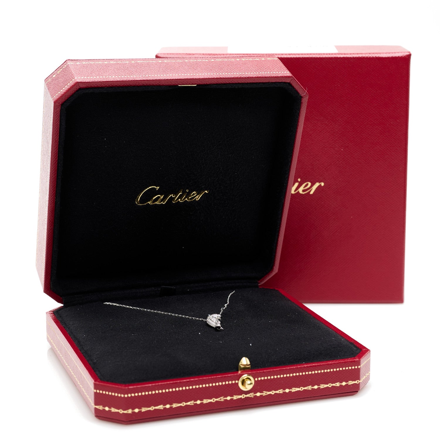 Cartier 18K White Gold Diamond Tsavorite Black Onyx Panthere De Cartier Pendant Necklace 6 of 6