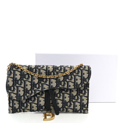 Christian Dior Oblique Saddle Chain Long Wallet Blue 12 of 12