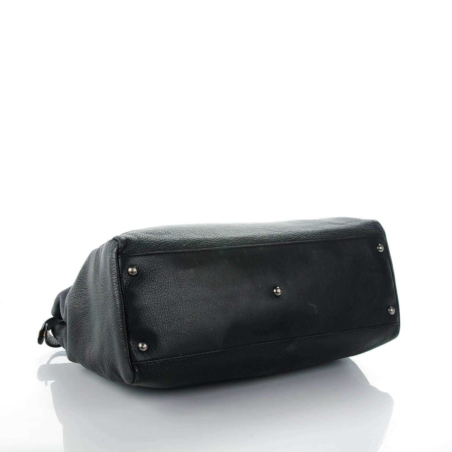 Fendi Goatskin Zucca Large Peekaboo Iconic Satchel Black Tobacco 4 of 9