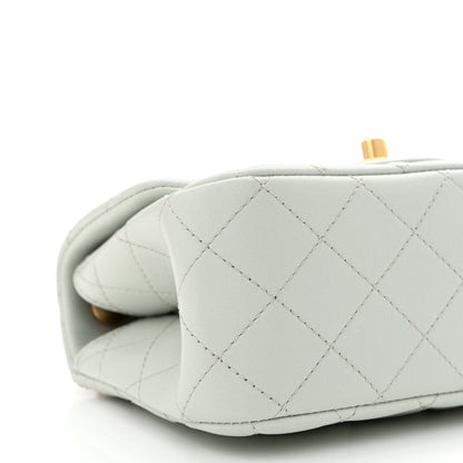 Chanel Lambskin Quilted Mini Sweet Camellia Flap Light Blue 10 of 12