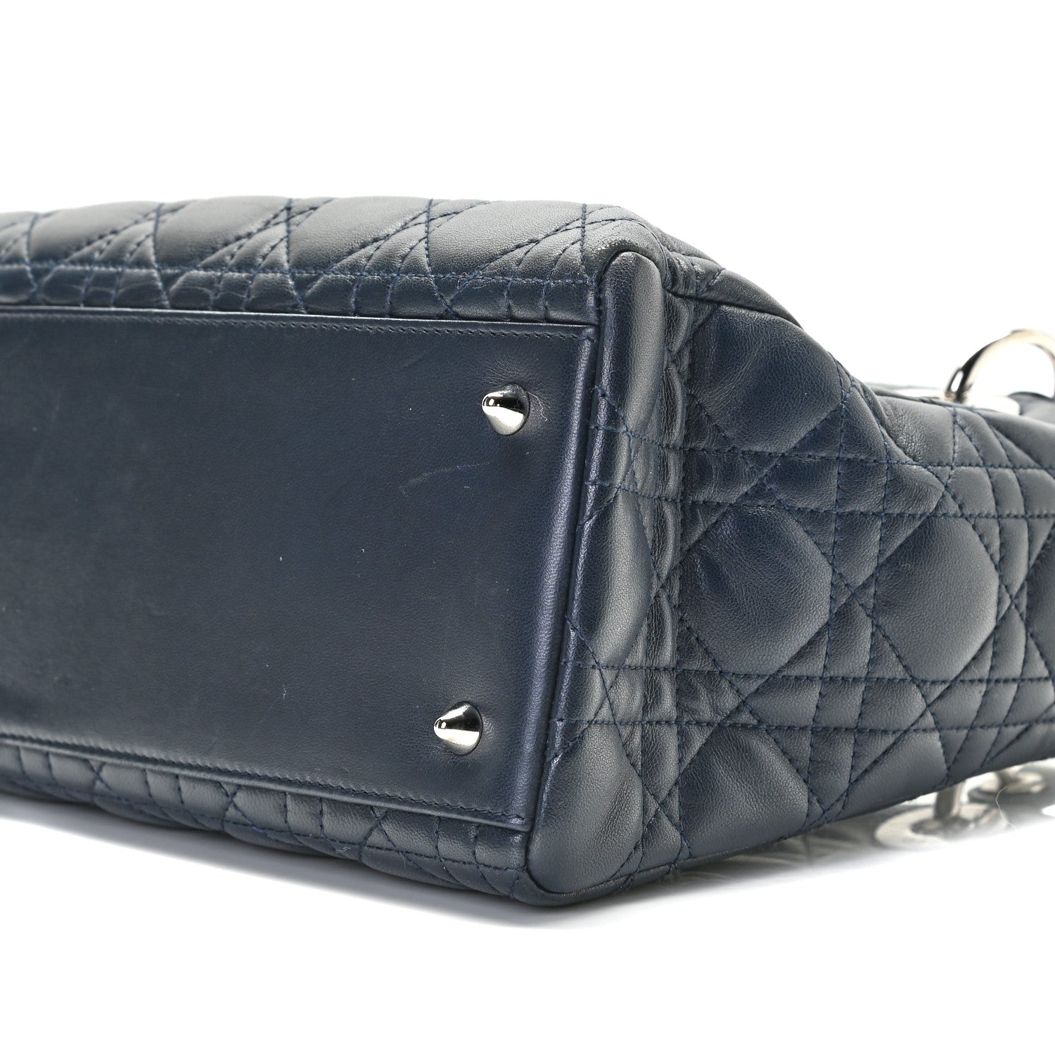 Christian Dior Lambskin Cannage Medium Lady Dior Navy Blue 6 of 9