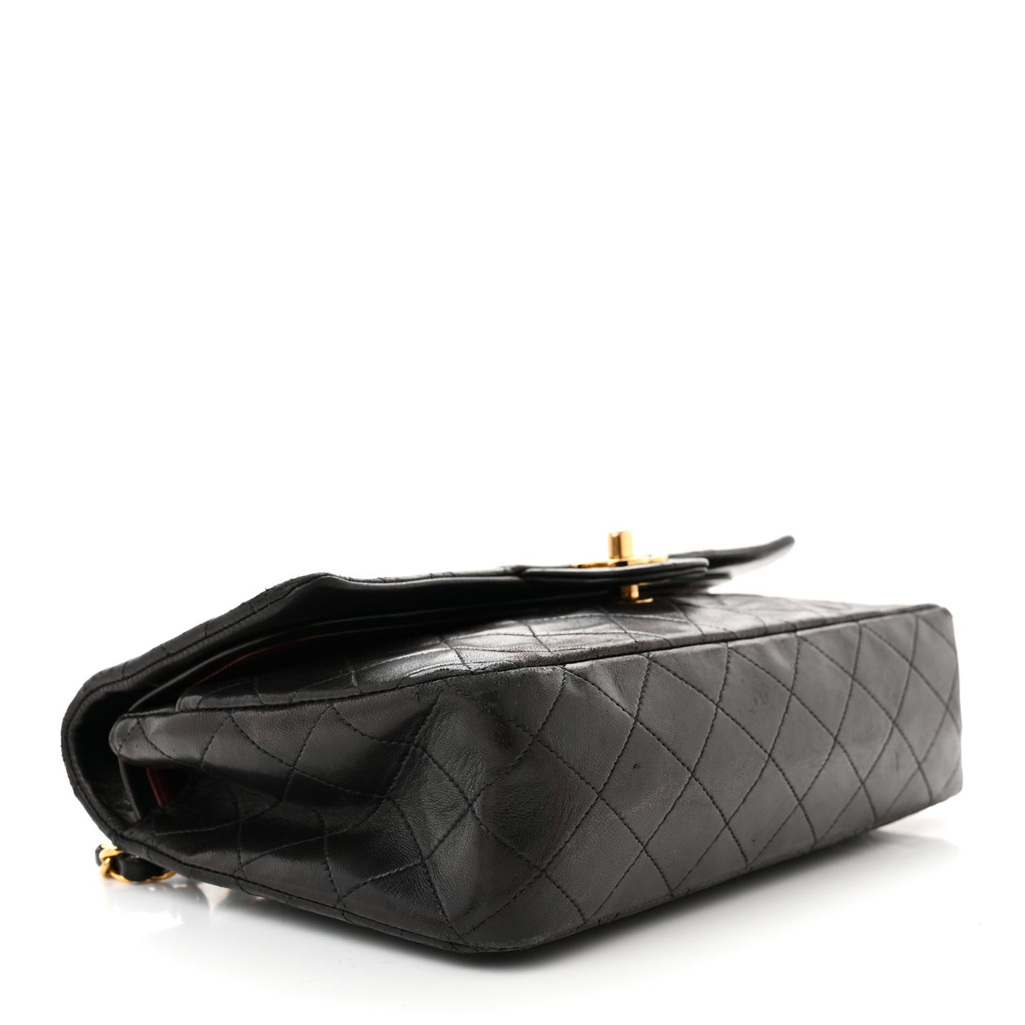 Lambskin Quilted Medium Double Flap Black