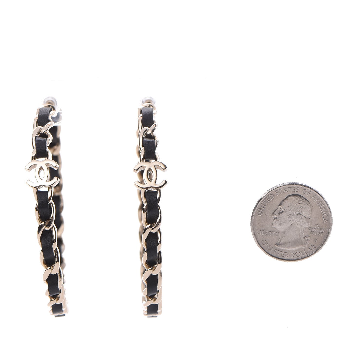 Lambskin CC Turnlock Chain Hoop Earrings Matte Gold