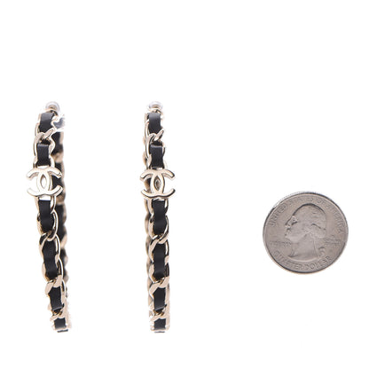 Chanel Lambskin CC Turnlock Chain Hoop Earrings Matte Gold 2 of 5