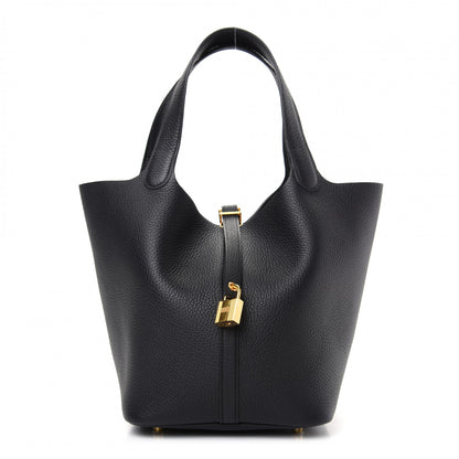 Hermes Taurillon Clemence Picotin Lock 22 MM Black 1 of 10