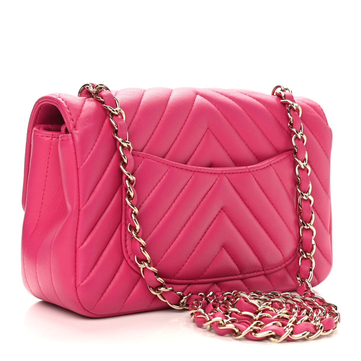 Lambskin Chevron Quilted Small Single Flap Pink