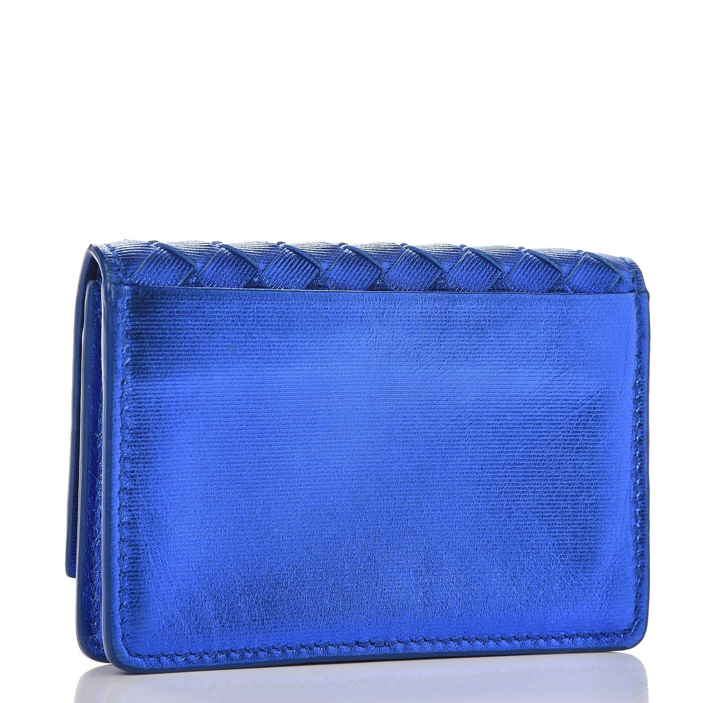 Metallic Intrecciato Grosgrain Card Case Cobalt