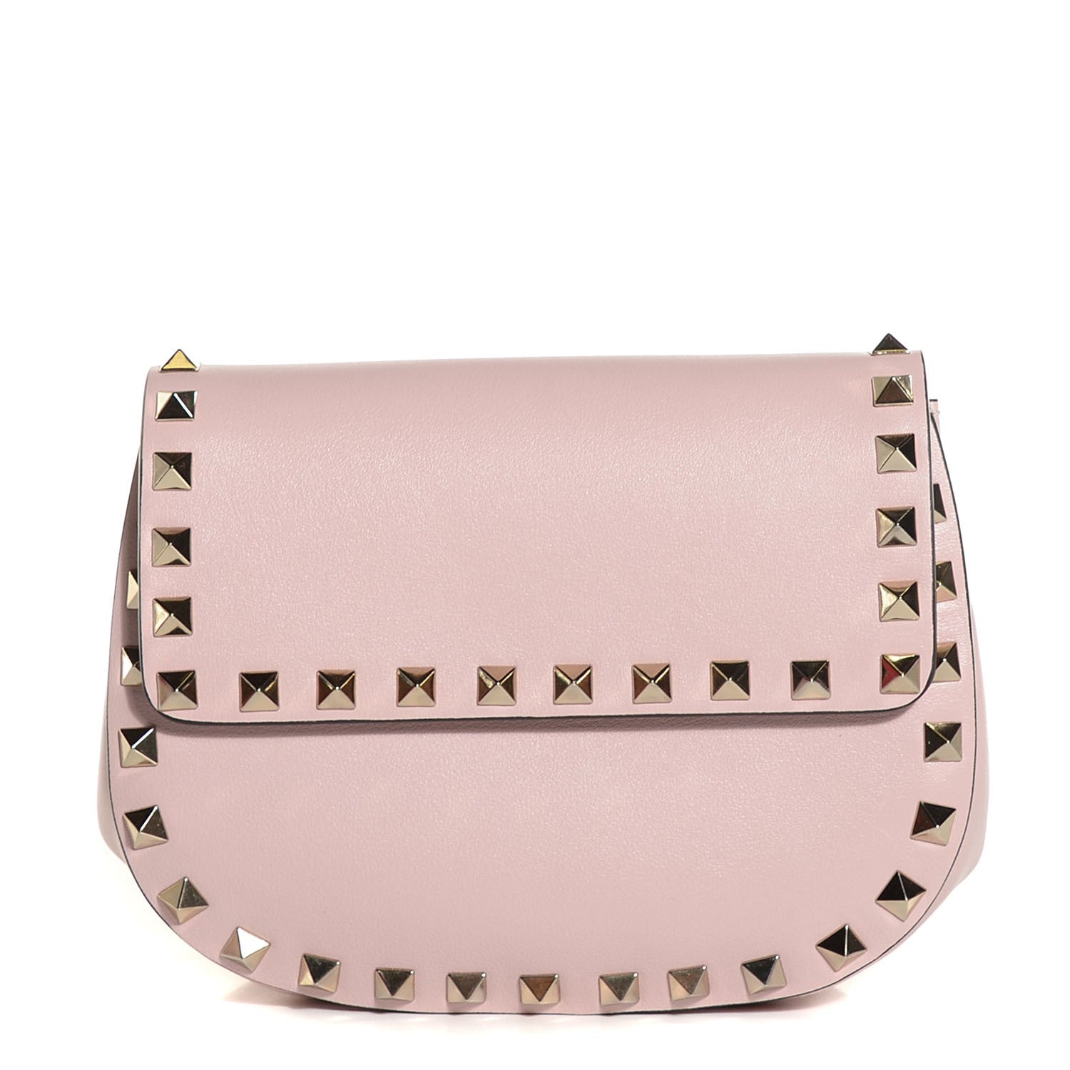Valentino Garavani Calfskin Rockstud Crossbody Saddle Bag Water Rose 1 of 8