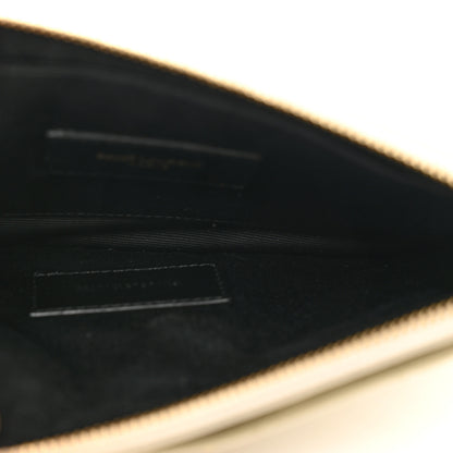 Saint Laurent Grain De Poudre Chevron Monogram Bill Pouch Crema Soft 5 of 9