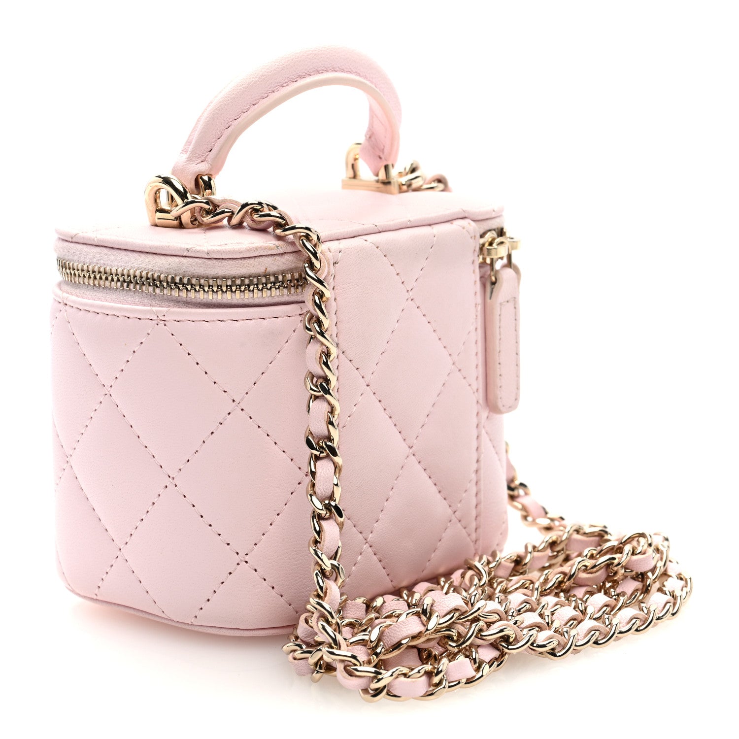 Chanel Lambskin Quilted Mini Top Handle Vanity Case With Chain Light Pink 3 of 11