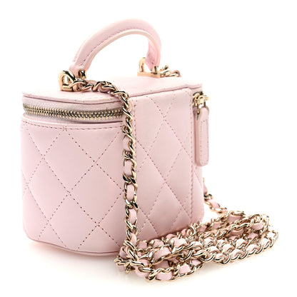 Chanel Lambskin Quilted Mini Top Handle Vanity Case With Chain Light Pink 3 of 11