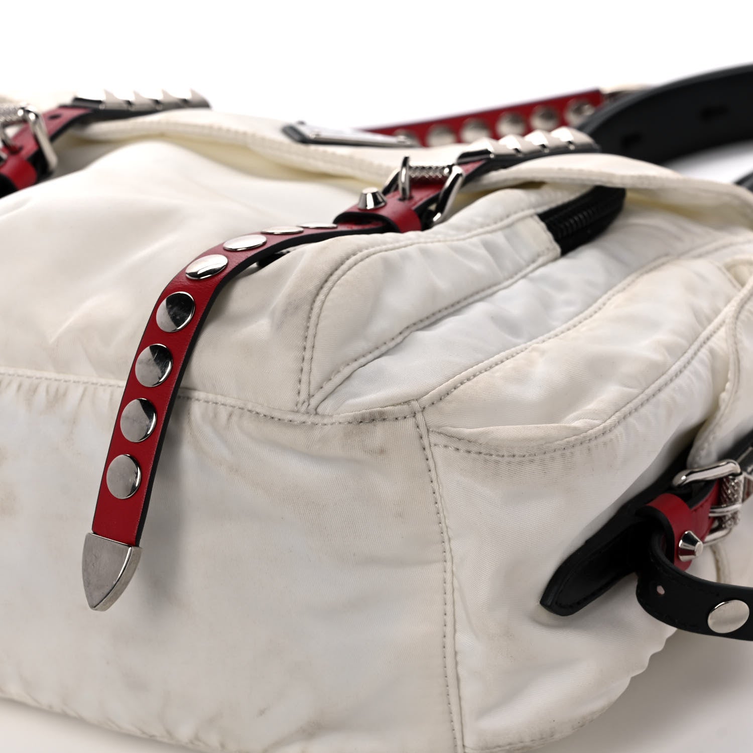 Prada Nylon New Vela Studded Messenger White Fuoco 11 of 20