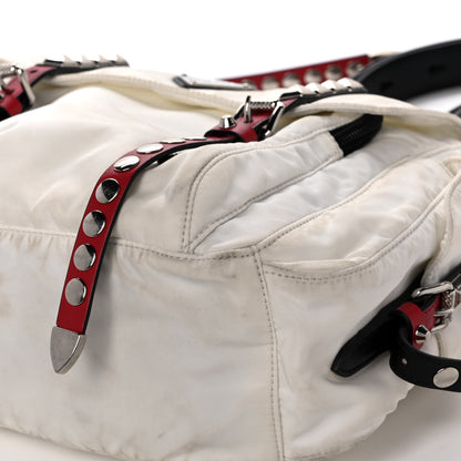 Prada Nylon New Vela Studded Messenger White Fuoco 11 of 20