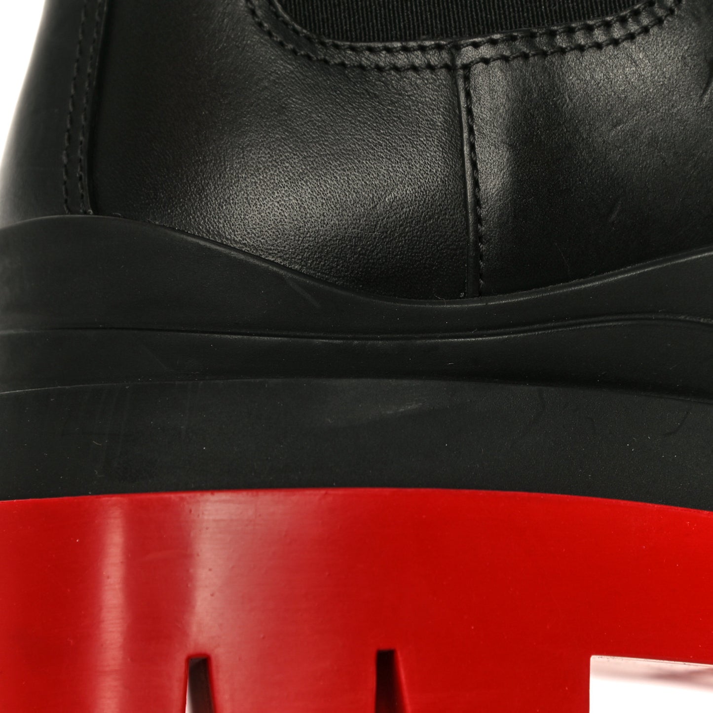 Calfskin The Tire Chelsea Boots 36.5 Black Bright Red