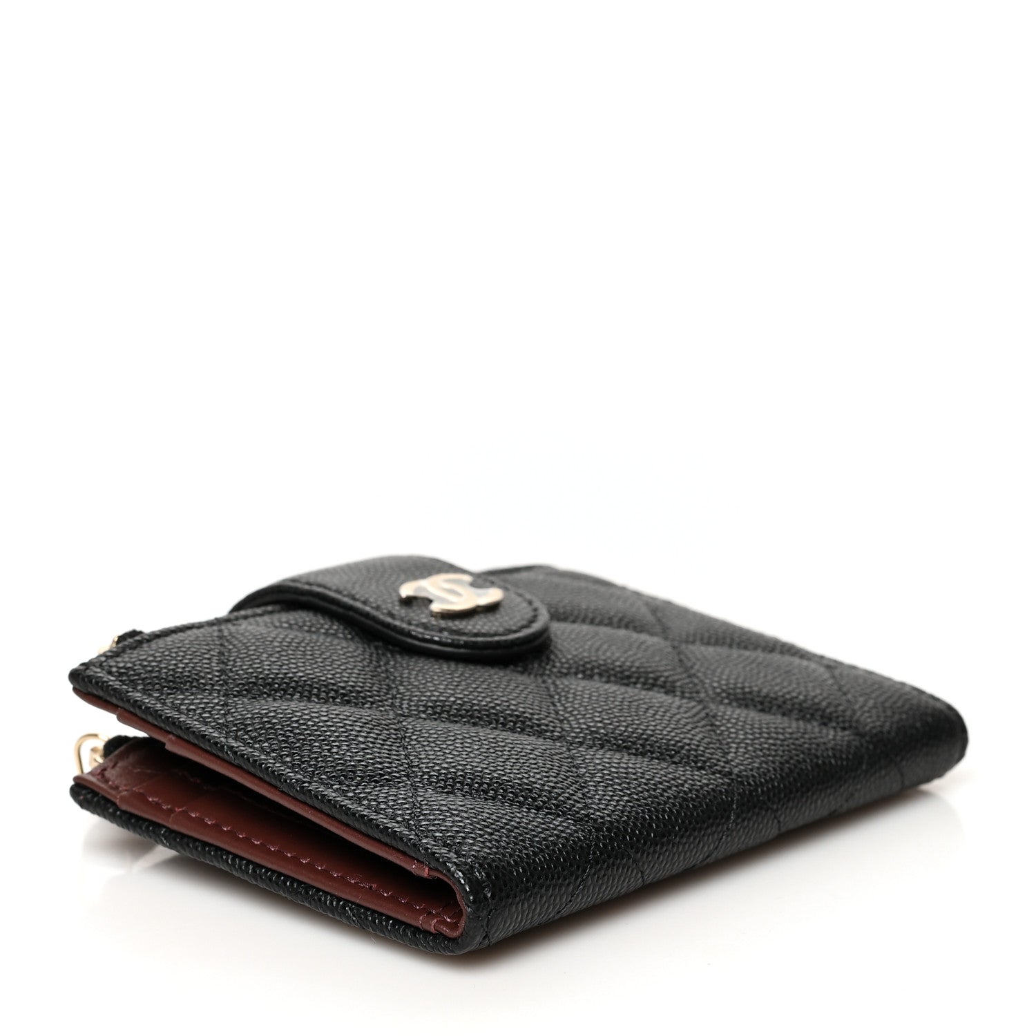 Chanel Caviar Quilted Compact Zipped Pocket Wallet Black 4 of 10