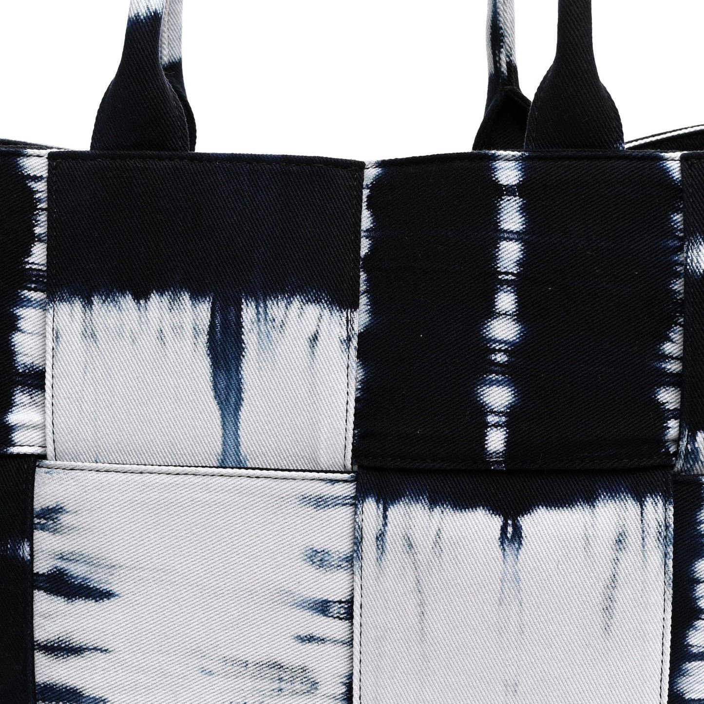 Denim Tie Dye Maxi Intrecciato Large Arco Tote Navy White