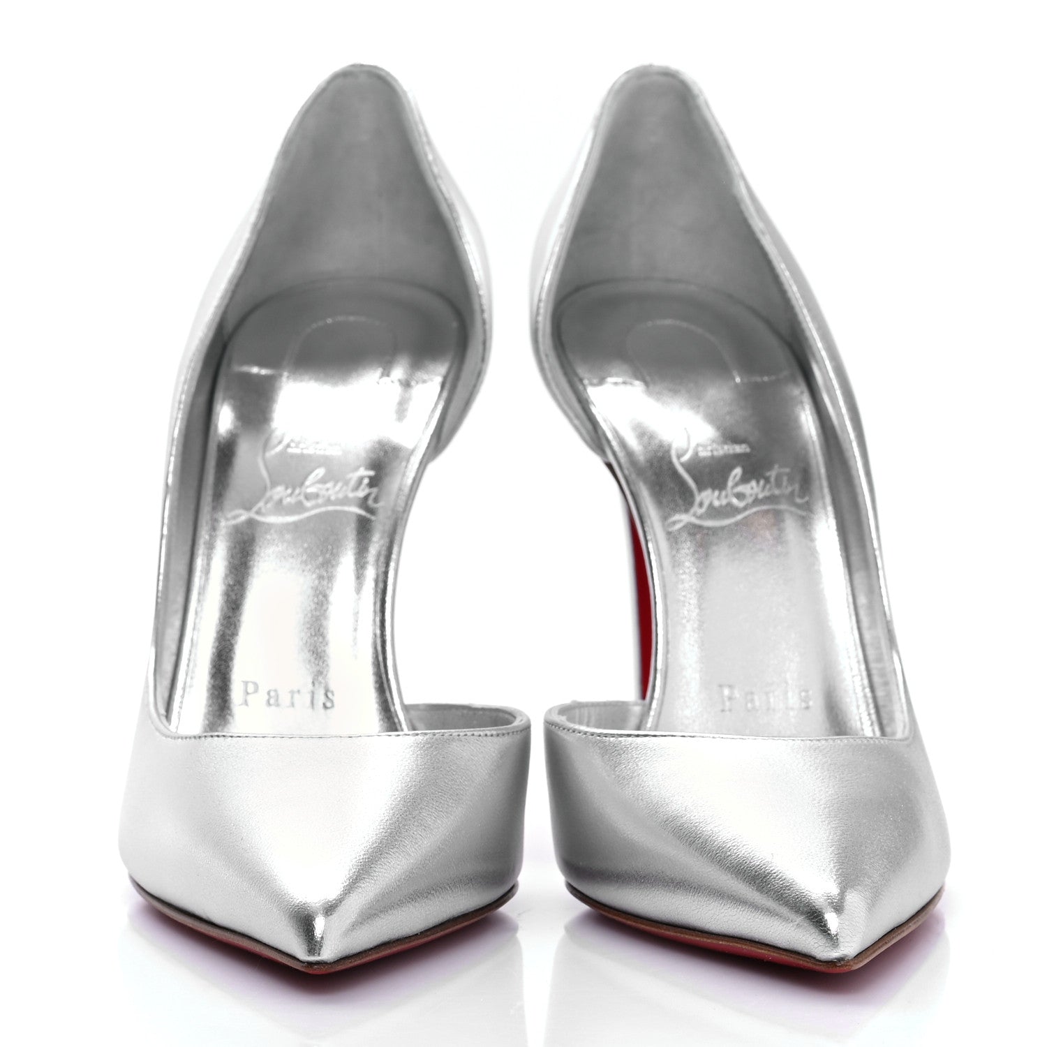 Christian Louboutin Nappa Laminate Iriza 100 Pumps 38 Silver 2 of 7