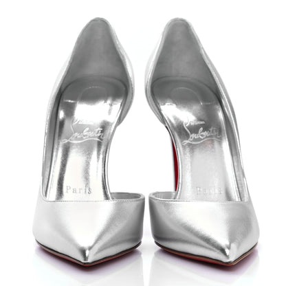 Christian Louboutin Nappa Laminate Iriza 100 Pumps 38 Silver 2 of 7