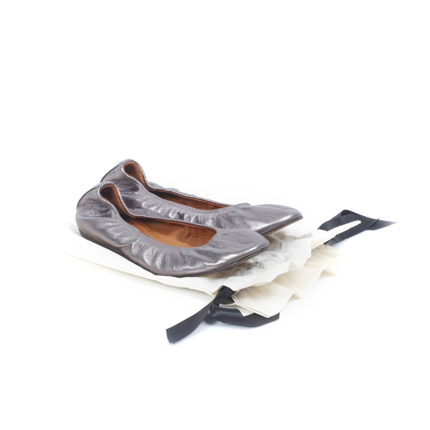 Lanvin Leather Elastic Ballet Flats 39.5 Anthracite 7 of 7