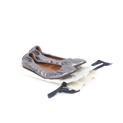 Lanvin Leather Elastic Ballet Flats 39.5 Anthracite 7 of 7