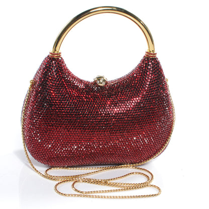 Judith Leiber Swarovski Crystal Minaudiere Evening Clutch Red 3 of 7